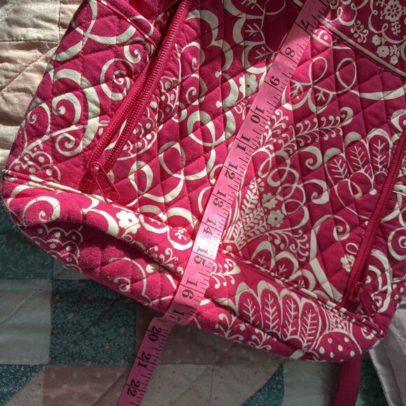 Vera Bradley Pink Quilted Backpack Twirly Birds Organizer Laptop Bag - Picture 9 of 14